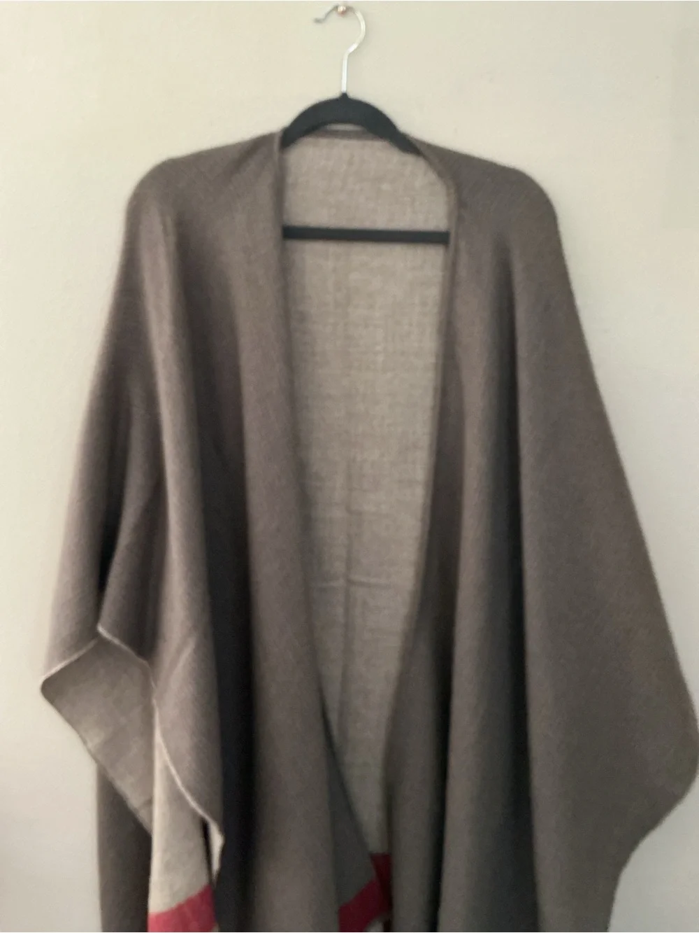 Alicia Adams Alpaca Taupe Wrap with Red Trim